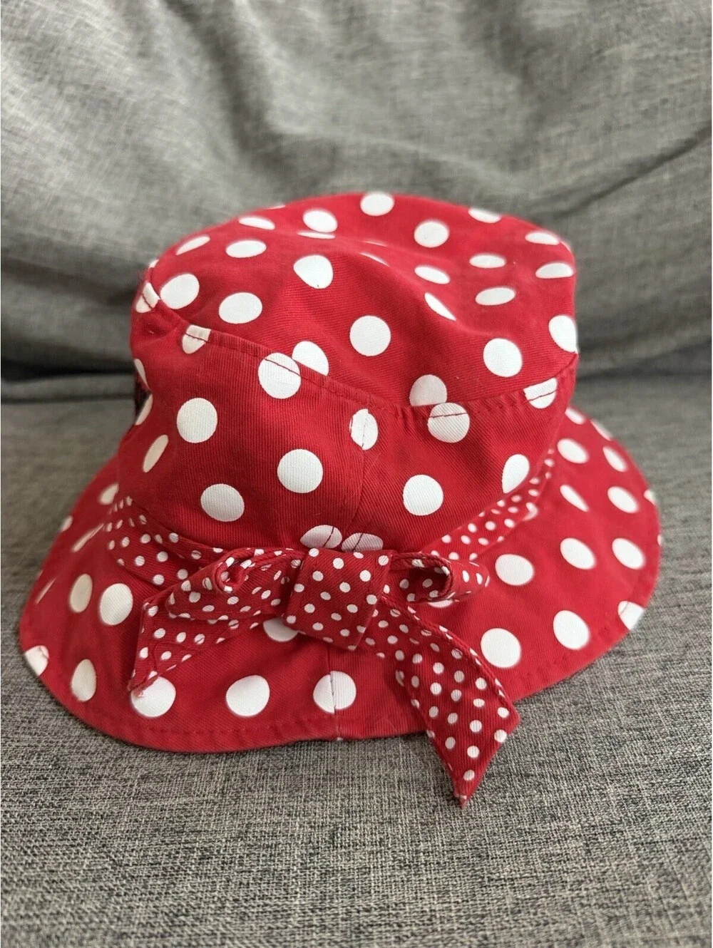 Disneyland Resort Minnie Mouse Bucket Hat Red Polka Dot Bow Youth Cotton